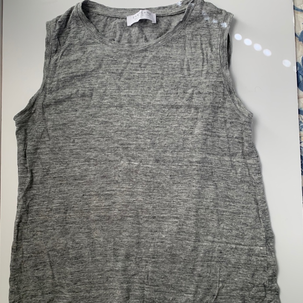 Everlane linen muscle tank, gray, small